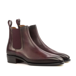 Ambrogio Handmade Custom Men's Shoes Burgundy Calf-Skin Leather Chelsea Boots (AMB1944)-AmbrogioShoes