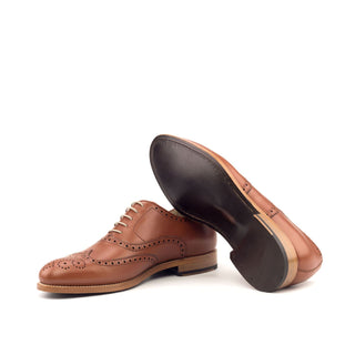 Ambrogio Handmade Custom Men's Shoes Cognac Calf-Skin Leather Full Brogue Oxfords (AMB2149)-AmbrogioShoes