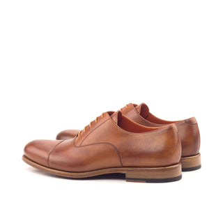 Ambrogio Handmade Custom Men's Shoes Cognac Calf-Skin Leather Wingtip Oxfords (AMB1888)-AmbrogioShoes