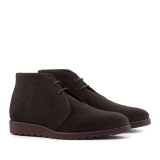 Ambrogio Handmade Custom Men's Shoes Dark Brown Suede Leather Chukka Boots (AMB2009)-AmbrogioShoes