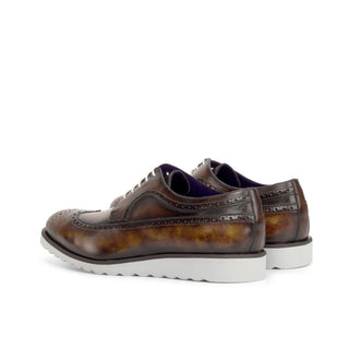 Ambrogio Handmade Custom Men's Shoes Fire Patina Leather Longwing Blucher Oxfords (AMB2217)-AmbrogioShoes