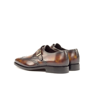 Ambrogio Handmade Custom Men's Shoes Fire Patina Leather Monk-Straps Loafers (AMB1956)-AmbrogioShoes