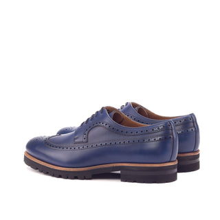 Ambrogio Handmade Custom Men's Shoes Navy Calf-Skin Leather Wingtip Oxfords (AMB1892)-AmbrogioShoes