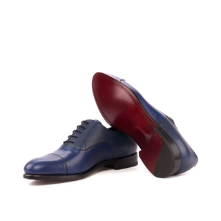 Ambrogio Handmade Custom Men's Shoes Navy Full Grain / Calf-Skin Leather Oxfords (AMB2119)-AmbrogioShoes
