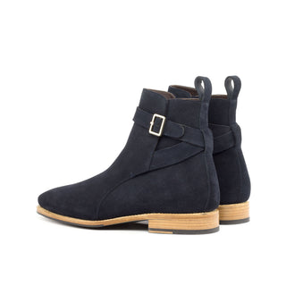 Ambrogio Handmade Custom Men's Shoes Navy Suede Leather Jodhpur Boots (AMB1876)-AmbrogioShoes