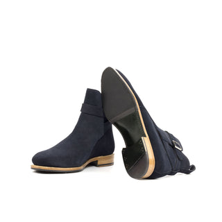 Ambrogio Handmade Custom Men's Shoes Navy Suede Leather Jodhpur Boots (AMB1876)-AmbrogioShoes