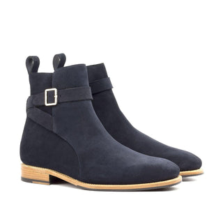 Ambrogio Handmade Custom Men's Shoes Navy Suede Leather Jodhpur Boots (AMB1876)-AmbrogioShoes