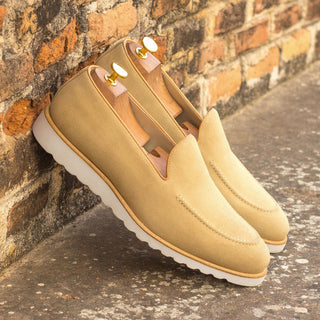 Ambrogio Handmade Custom Men's Shoes Sand Suede Leather Slip-On Loafers (AMB2109)-AmbrogioShoes