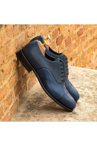 Ambrogio Handmade Custom Navy Full Grain / Calf-Skin Leather Oxfords (AMB2119)-AmbrogioShoes