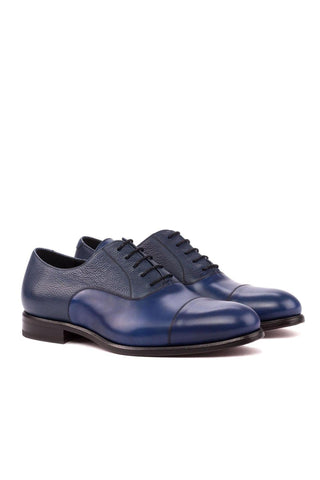 Ambrogio Handmade Custom Navy Full Grain / Calf-Skin Leather Oxfords (AMB2119)-AmbrogioShoes