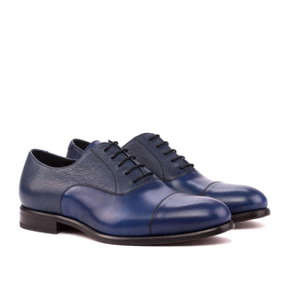 Ambrogio Handmade Custom Navy Full Grain / Calf-Skin Leather Oxfords (AMB2119)-AmbrogioShoes