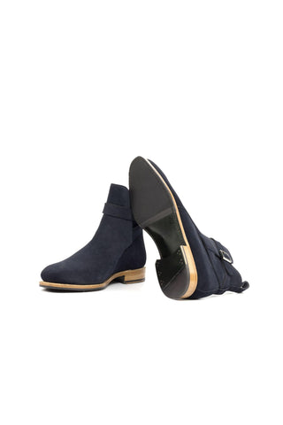 Ambrogio Handmade Custom Navy Suede Jodhpur Boots (AMB1876)-AmbrogioShoes