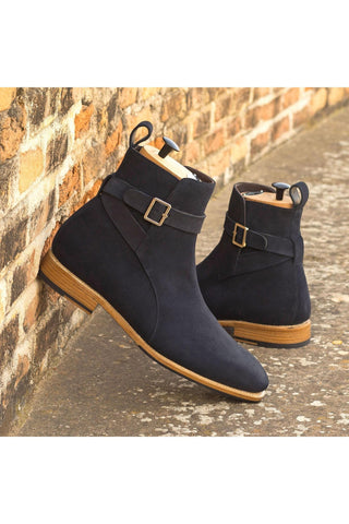 Ambrogio Handmade Custom Navy Suede Jodhpur Boots (AMB1876)-AmbrogioShoes