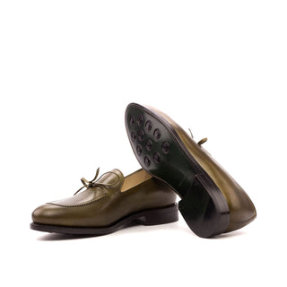 Ambrogio Handmade Custom Olive Calf-Skin Leather Loafers (AMB2171)-AmbrogioShoes