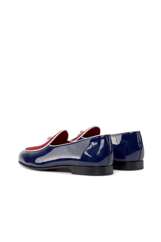 Ambrogio Handmade Custom Red & Cobalt Blue Suede / Patent Belgian Loafers (AMB2229)-AmbrogioShoes