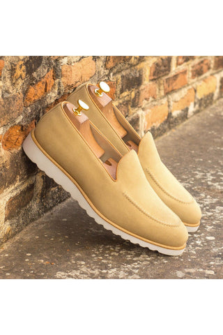 Ambrogio Handmade Custom Sand Suede Slip-On Loafers (AMB2109)-AmbrogioShoes