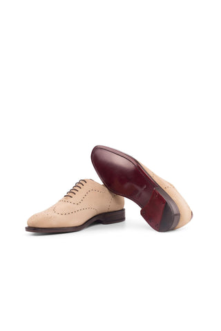Ambrogio Handmade Custom Taupe & Dark Brown Crocodile Print / Suede Whole-Cut Oxfords (AMB1889)-AmbrogioShoes