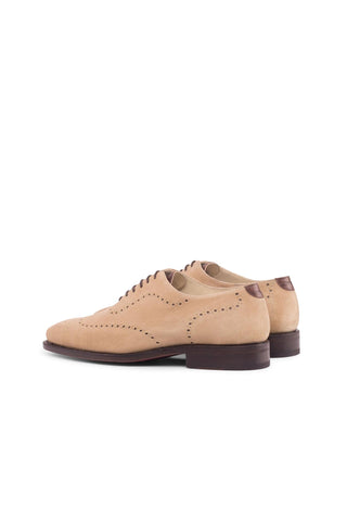 Ambrogio Handmade Custom Taupe & Dark Brown Crocodile Print / Suede Whole-Cut Oxfords (AMB1889)-AmbrogioShoes