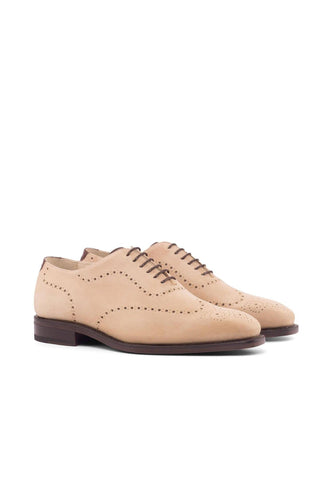 Ambrogio Handmade Custom Taupe & Dark Brown Crocodile Print / Suede Whole-Cut Oxfords (AMB1889)-AmbrogioShoes