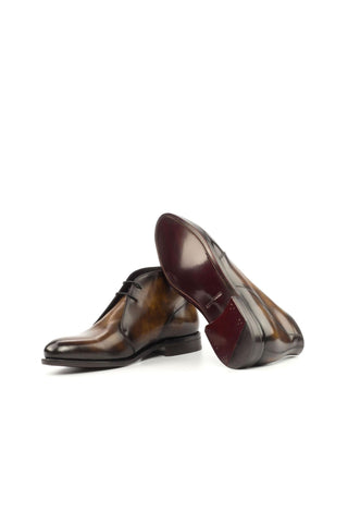 Ambrogio Handmade Custom Tobacco Crust Patina Leather Chukka Boots (AMB1937)-AmbrogioShoes