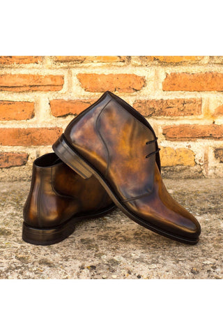 Ambrogio Handmade Custom Tobacco Crust Patina Leather Chukka Boots (AMB1937)-AmbrogioShoes