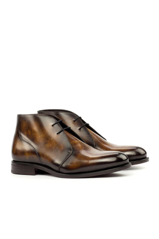 Ambrogio Handmade Custom Tobacco Crust Patina Leather Chukka Boots (AMB1937)-AmbrogioShoes