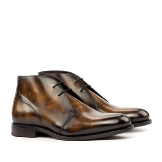 Ambrogio Handmade Custom Tobacco Crust Patina Leather Chukka Boots (AMB1937)-AmbrogioShoes