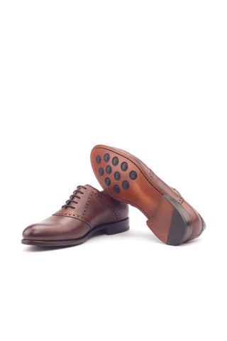 Ambrogio Handmade Custom Two-Tone Brown Crocodile Embossed / Calf-Skin Leather Saddle Oxfords (AMB1895)-AmbrogioShoes