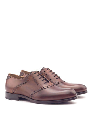 Ambrogio Handmade Custom Two-Tone Brown Crocodile Embossed / Calf-Skin Leather Saddle Oxfords (AMB1895)-AmbrogioShoes