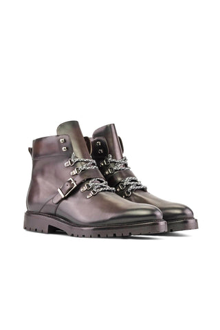 Ambrogio Handmade Dark Brown Calf-Skin Leather Hiking Boots (AMB2362)-AmbrogioShoes