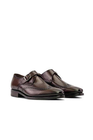 Ambrogio Handmade Dark Brown Calf-Skin Leather Monk Strap (AMB2322)-AmbrogioShoes