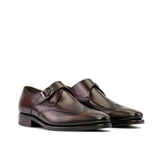 Ambrogio Handmade Dark Brown Calf-Skin Leather Monk Strap (AMB2322)-AmbrogioShoes