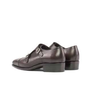 Ambrogio Handmade Dark Brown Calf-Skin Leather Monk-Straps Loafers (AMB2296)-AmbrogioShoes