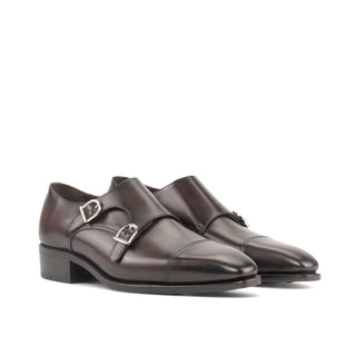 Ambrogio Handmade Dark Brown Calf-Skin Leather Monk-Straps Loafers (AMB2296)-AmbrogioShoes