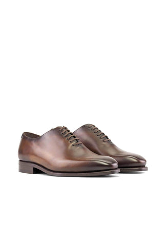 Ambrogio Handmade Dark Brown Calf-Skin Leather Whole-cut Oxfords (AMB2363)-AmbrogioShoes