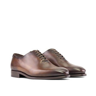 Ambrogio Handmade Dark Brown Calf-Skin Leather Whole-cut Oxfords (AMB2363)-AmbrogioShoes