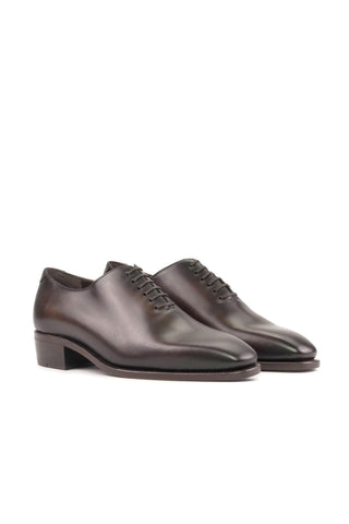 Ambrogio Handmade Dark Brown Calf-Skin Leather Whole-cut Oxfords (AMB2372)-AmbrogioShoes