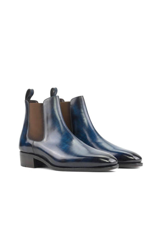 Ambrogio Handmade Denim Patina Leather Chelsea Boots (AMB2293)-AmbrogioShoes