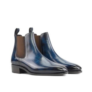 Ambrogio Handmade Denim Patina Leather Chelsea Boots (AMB2293)-AmbrogioShoes