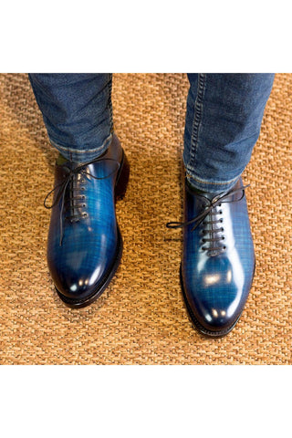 Ambrogio Handmade Denim Patina Leather Wholecut Oxfords (AMB2315)-AmbrogioShoes