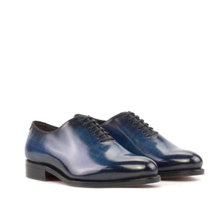Ambrogio Handmade Denim Patina Leather Wholecut Oxfords (AMB2315)-AmbrogioShoes