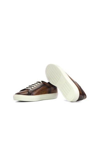 Ambrogio Handmade Fire Patina Leather Casual Trainer Sneakers (AMB2313)-AmbrogioShoes