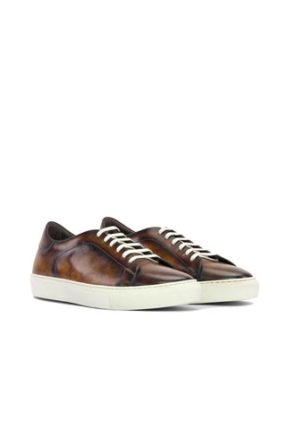 Ambrogio Handmade Fire Patina Leather Casual Trainer Sneakers (AMB2313)-AmbrogioShoes