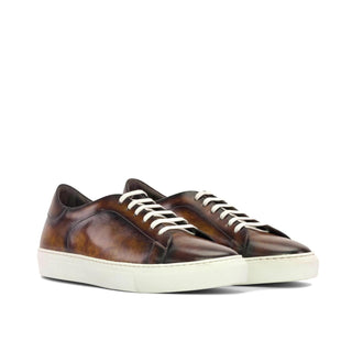 Ambrogio Handmade Fire Patina Leather Casual Trainer Sneakers (AMB2313)-AmbrogioShoes