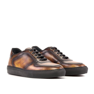 Ambrogio Handmade Fire Patina Leather Trainer Sneakers (AMB2279)-AmbrogioShoes