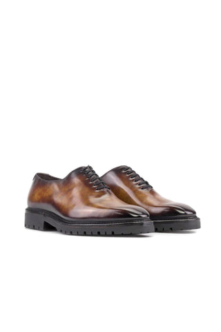 Ambrogio Handmade Fire Patina Leather Wholecut Oxfords (AMB2406)-AmbrogioShoes