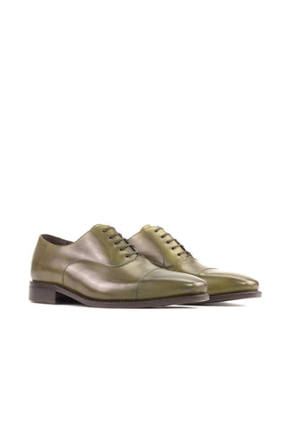 Ambrogio Handmade Forest Green Calf-Skin Leather Classic Cap Toe Oxfords (AMB2387)-AmbrogioShoes
