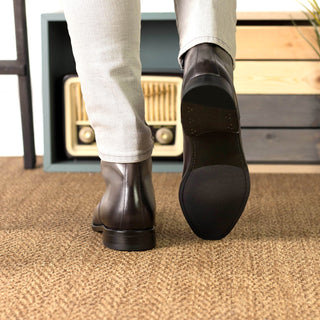 Ambrogio Handmade Gray Calf-Skin Leather Jumper Boots (AMB2399)-AmbrogioShoes