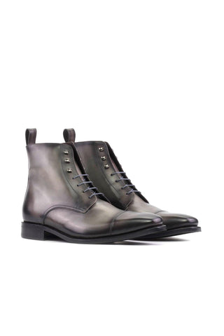 Ambrogio Handmade Gray Calf-Skin Leather Jumper Boots (AMB2399)-AmbrogioShoes