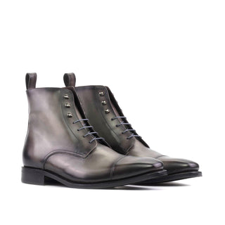 Ambrogio Handmade Gray Calf-Skin Leather Jumper Boots (AMB2399)-AmbrogioShoes